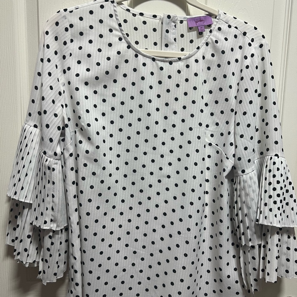 Polka Dot Ruffle Sleeve Top